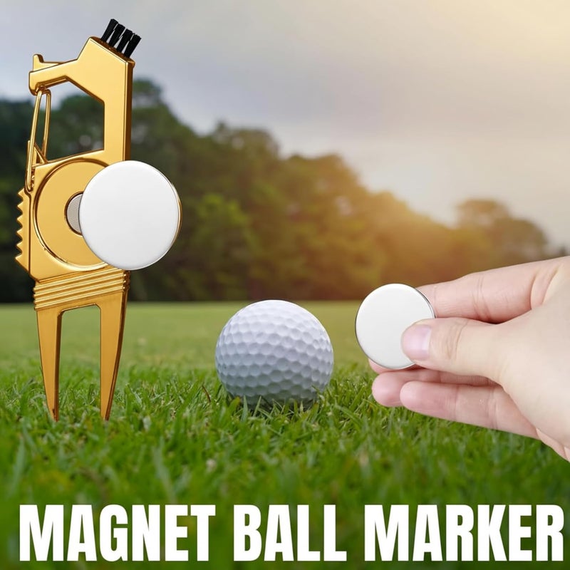 Poen 3 Pcs 7 in 1 Golf Divot Repair Tool and Ball Marker Golf Accessories for Men, Bottle Opener, Groove Cleaner, Putting Alignment, Metal Green Tool - Image 3